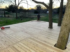 Cedar deck with outdoor furniture