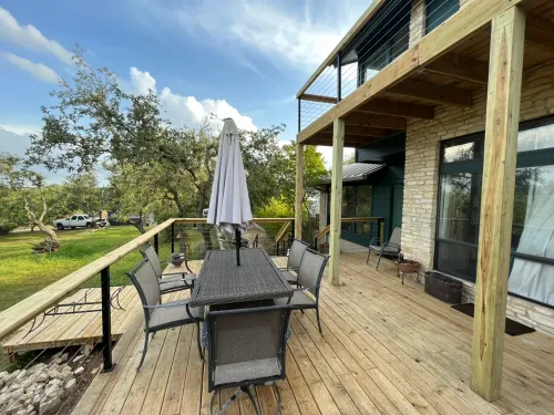 Pressure-treated pine deck