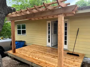 Covered pergola with polycarbonate roofing